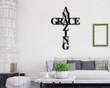Amazing Grace Metal Sign, Cross, Religious Decor, God Bless, Spiritual Decor, Religious Wall Art, Amazing Grace Cross Metal Sign Wall Hanger
