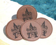 Monogrammed Coaster Set, Personalized Coasters With Monogram Initial and Name, Set of 6 Vegan Leather Coasters,  Custom Wedding Coasters