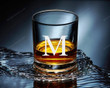 Personalized Engraved Etched Initial Heavy Base 14 oz Double Rocks, Old-Fashioned Whiskey Glass