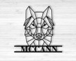 Custom family name sign, Geometric Wolf Sign, Personalized Address sign, Wilderness Sign, Custom metal name sign