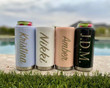 Custom Engraved Personalized Can Cooler, Insulated Beverage Holder, White Beverage Cup Cooler, Seltzer Can Cooler