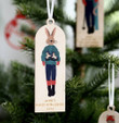 Personalised Winter Rabbit Christmas Decoration - Hand Illustrated Custom Bauble