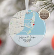 Engagement Ornament Gift, Map Ornament, Engagement Map, Personalized Engagement Gift for Couple, Engagement Ornament, Christmas Gift