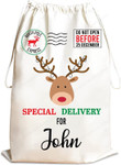 Reindeer Santa Sack, Personalized Kids Name Santa Sack, Santa Bags, Special Delivery For, Kids Santa Bag, Santa Toy Sack, Gift for Kids, Christmas Sack Gift