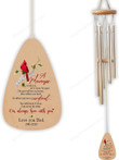 Personalized Memorial Cardinal Wind Chime, Custom red Bird Wooden Wind Chime, in Memory of Parent, Remembrance and Sympathy Gift, Loss of Loved one