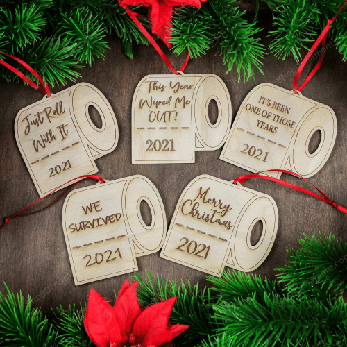 Funny Toilet Paper 2021 Christmas Ornament | COVID 19 Pandemic | Humorous Laser Engraved | TP Shortage