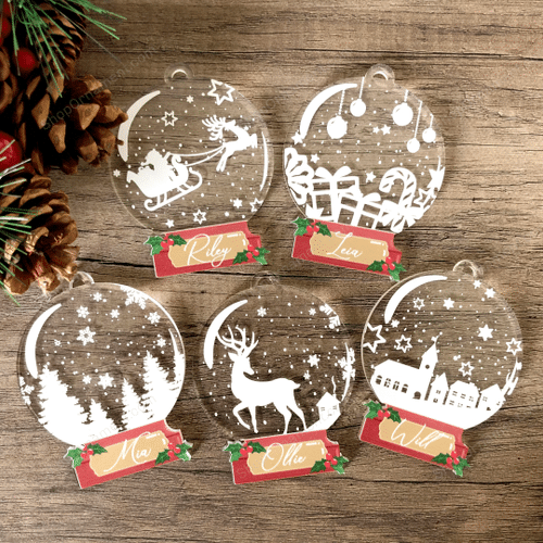 Snowglobe Set - Personalized Christmas Ornament Set | Xmas bauble | Christmas tree decor | Personalized gift | Christmas gift | Holidays gif
