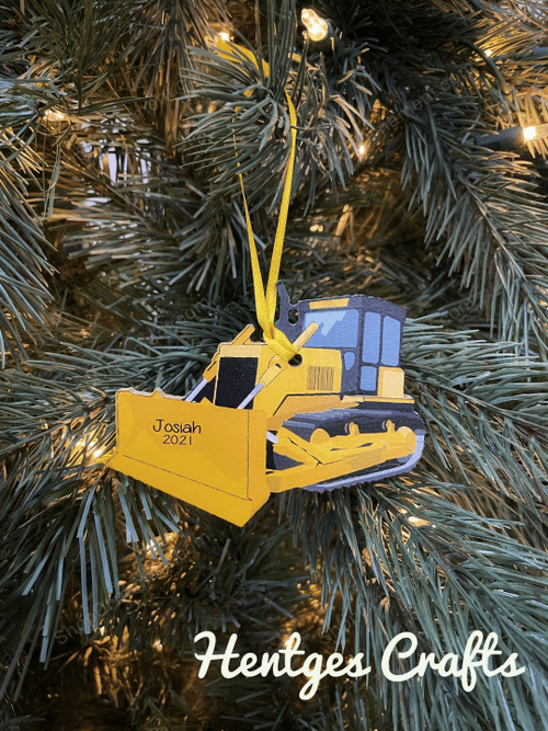 Bulldozer Christmas Ornament Crawler