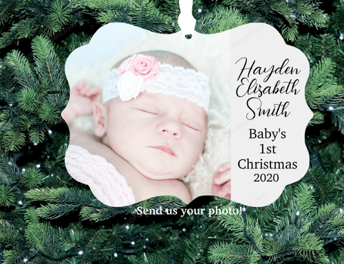 Personalized Baby 1st Christmas Ornament,  First Christmas Ornament, Newborn Photo Ornament, Baby Girl Gift, Baby Boy Gift, Newborn