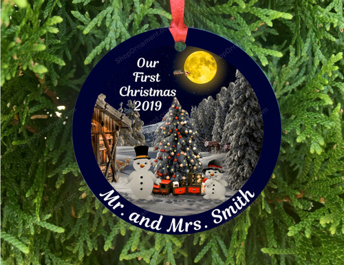Personalized First Christmas Married Ornament, Mr and Mrs, First Holiday Together, Wedding Gift, Ornament for Newlywed Couple, Personalized