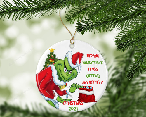 GRINCH VACCINE 2021 Ornament | Funny Covid Ornament | Custom Ornament | Funny Grinch Ornament | Hand-Made | Holiday Ornaments | Vaccine 2021