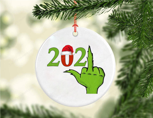 The Grinch 2021  christmas ornament funny covid 19 pandemic Screw 2021 holiday xmas ornament keepsake  the middle finger grinch Ornaments