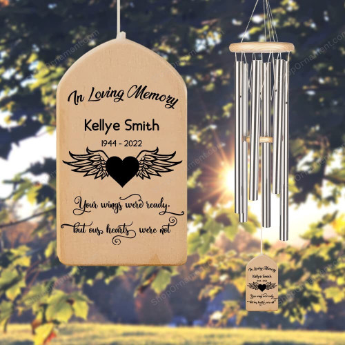 Personalized Memorial Wind Chime in Loving Memory Loss of Spouse/ Loved One Your Wings were Ready Memorial Sympathy Wind Chime Bereavement Gift