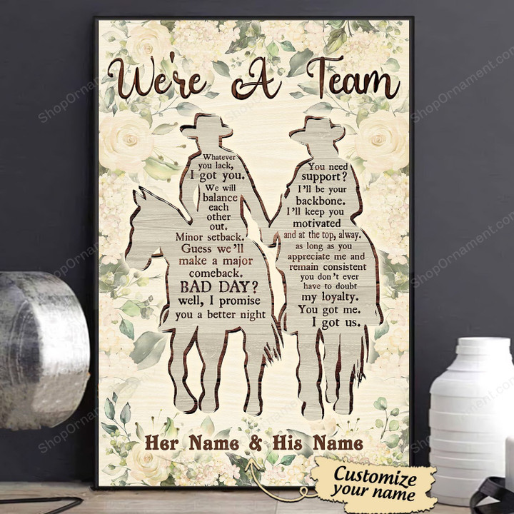 Personalized Cowboy We're A Team Poster