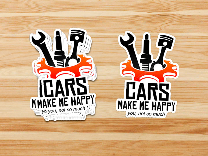 Cars Make Me Happy Sticker