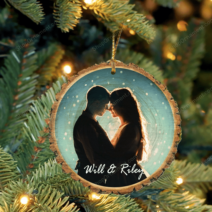 Christmas Photo Ornament, Couple Ornament, Custom Wood Slice Ornament, Wood Slice Ornament, Wood Ornament, Gift Christmas