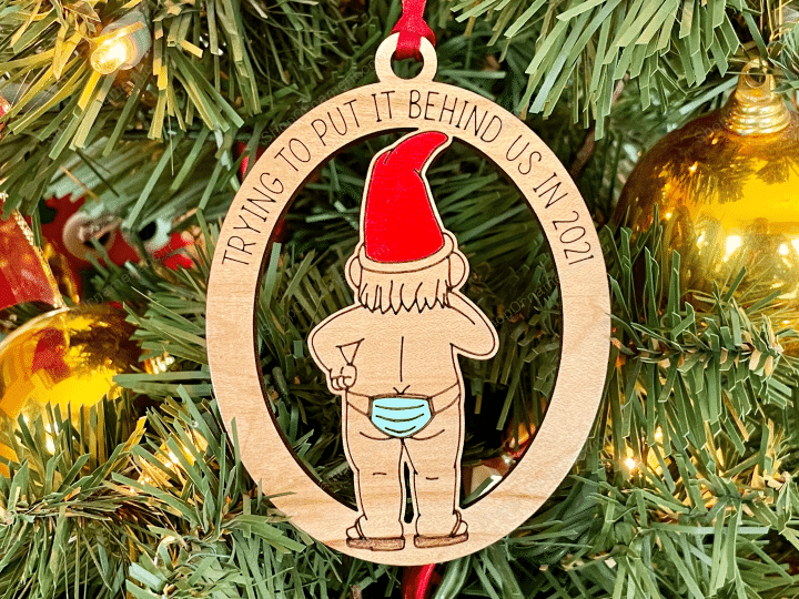 Funny 2021 Christmas Tree Ornaments | Face Mask Gnome Covid Ornament | Funny Gift, Secret Santa, Ornament Exchange, Stocking
