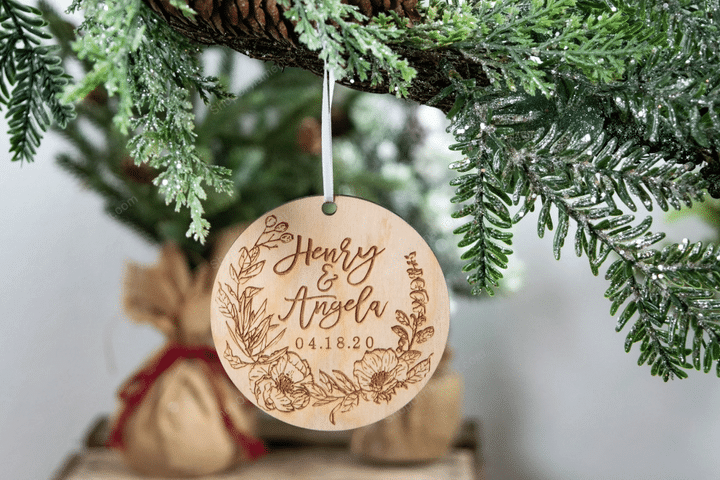Couple Gifts, Personalized Christmas Ornament, Fiance Gift, Couple Ornament, Newlywed Ornament, Engaged Ornament, Wedding Gift