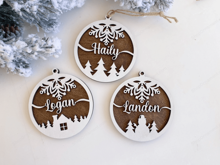 Holiday Sale| Family Ornament| Personalized Name Christmas Ornament| Custom Christmas Ornament| Wooden Ornament - Gift/Stocking Name Tag