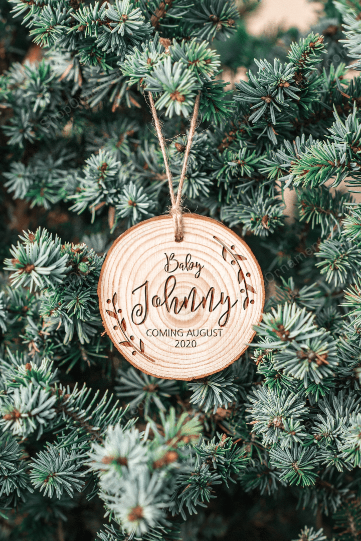 Baby&#39;s First Christmas Ornament - My first Christmas - Personalized Ornament - Baby Girl - Wood Slice - #WO03