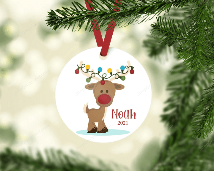 Personalized Christmas Ornament, Reindeer Ornament, Custom Christmas Ornament, Keepsake Christmas Ornament, Child Ornament