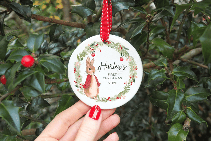 Personalised First Christmas Rabbit Decoration I Christmas Bauble, Babys first Christmas, 1st Christmas, Car, New Baby, Christmas Bauble