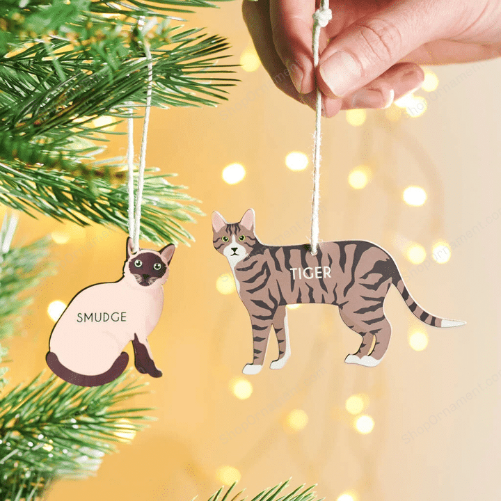 Personalised Cat Christmas Hanging Decoration