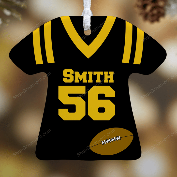 Football Sports Jersey Personalized T-Shirt Ornament, Personalized Christmas Ornament, Custom Sports Ornaments