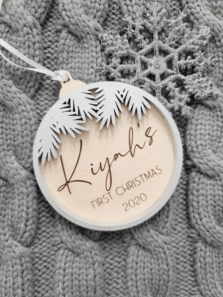 Personalized 3d Babies First Christmas Ornament 2021 Wood Christmas Tree New Baby 1st Holiday Name Sign Gift