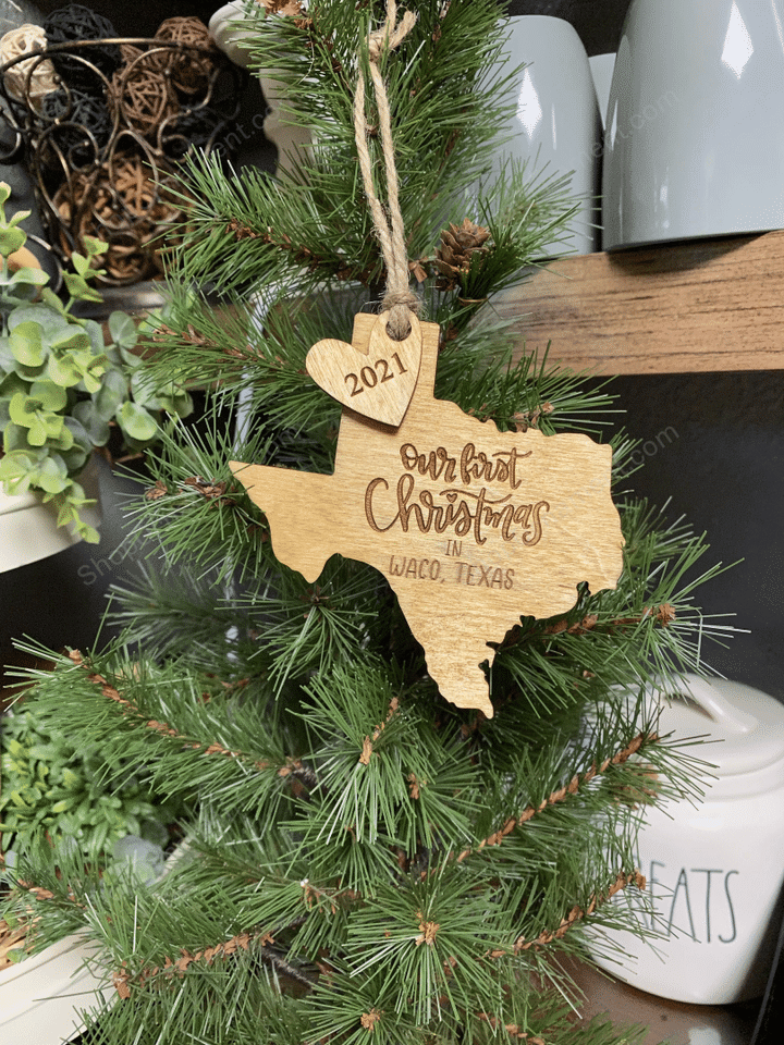 State Ornament, Personalized Christmas Ornament, Customized Location Ornament, Moving Away Gift, Family Ornament,