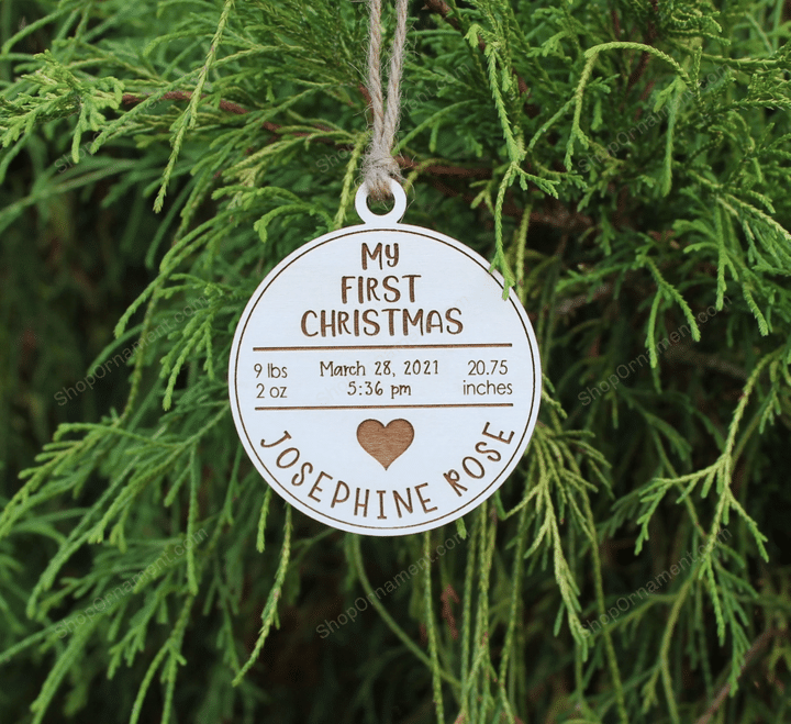 Babys First Christmas Ornament | Custom Engraved Wooden Ornament | Christmas gift | New Baby gift | New Baby gift | Personalized Ornament