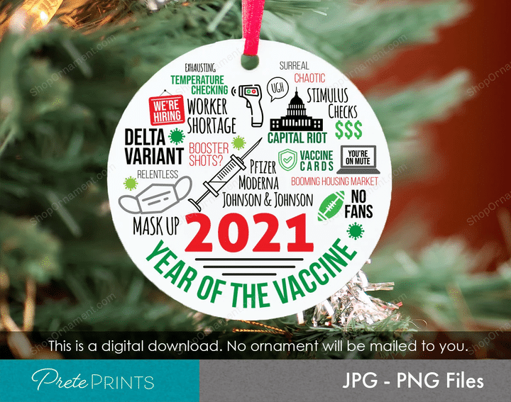2021 Ornament PNG + JPG Files - Digital download, 2021 Christmas Ornament, Sublimation Christmas Ornament, Sublimation Ornament
