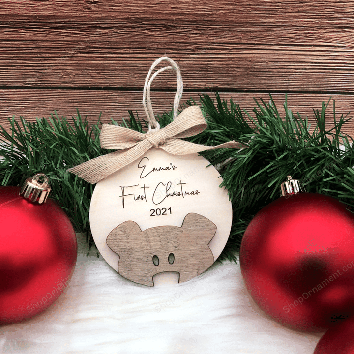 Baby&#39;s 1st Christmas Ornament - Baby Bear Ornament - Rustic Baby Ornament - Personalized First Christmas - Personalized Baby Ornament