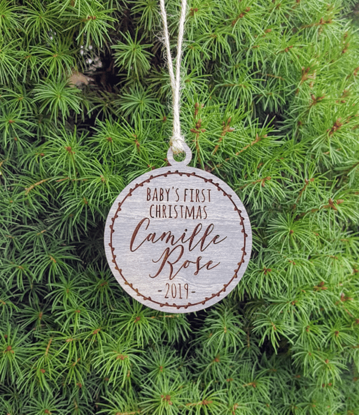 Babys first christmas | First Christmas Ornament | Custom Engraved Wood Ornament | Christmas gift | New Baby gift | Babys first ornament