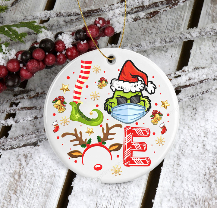 Love Grinch Christmas Ornament 2021, The Grinch Ornament, Xmas Gifts, Christmas Family Ornament, 2021 Ornaments