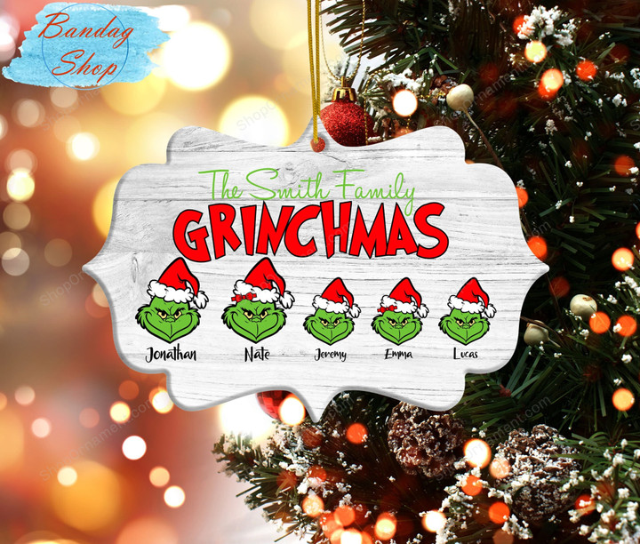 Personalized Grinch Christmas Ornament, Custom Grinch Ornament, Grinch Family Ornament, Grinch Family, Christmas Family Ornament