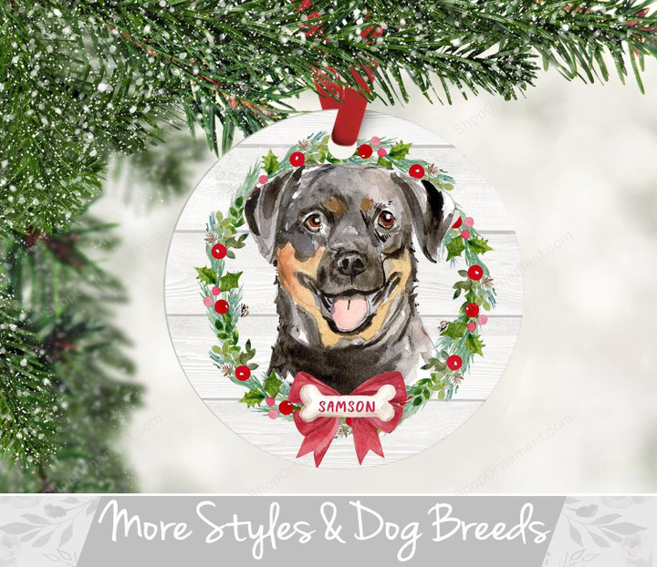 Rottweiler Ornament, Personalized Dog Ornament, Personalized Dog Christmas Ornament, Pet Ornament, Rottweiler Christmas Ornament