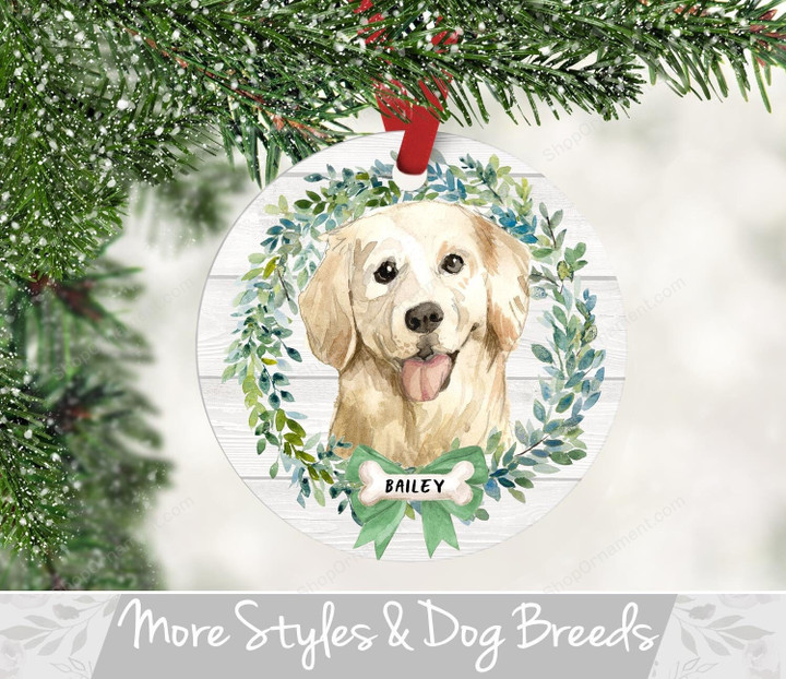 Personalized Dog Christmas Ornament, Pet Ornament, Dog Breed Ornament, Golden Retriever Ornament, Personalized Dog Ornament