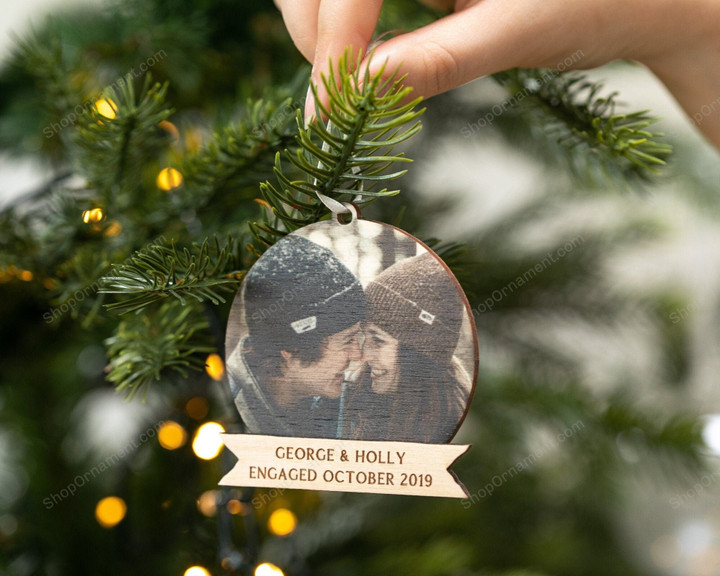 Personalised Couples First Christmas Photo Bauble - 1st Christmas as Mr and Mrs - First Christmas Engaged Ornament