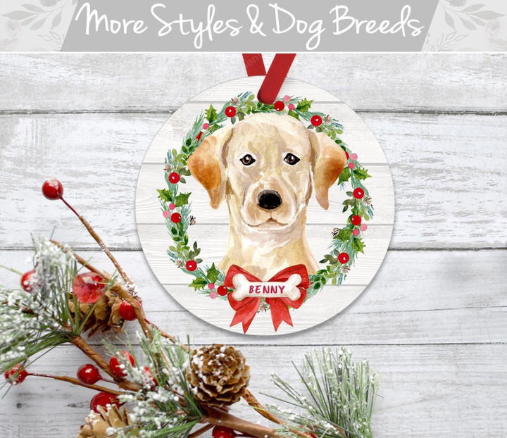 Yellow Lab Ornament, Dog Ornament, Labrador Ornament, Personalized Dog Christmas Ornament, Personalized Christmas Dog Ornament