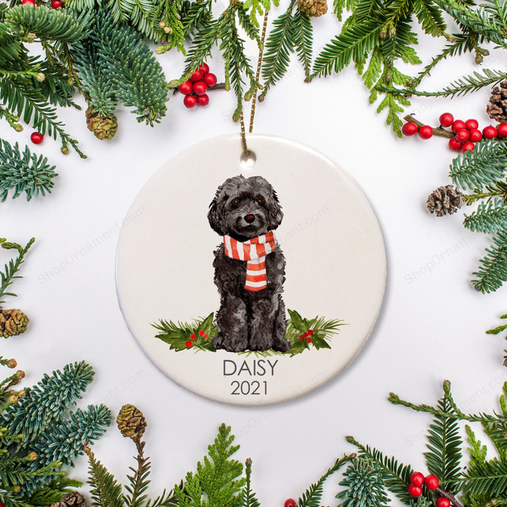 Personalized Dog Christmas Ornament Black Cockapoo, Labradoodle, Dog Ornament Cockapoo Christmas, Gift for Dog Lovers Dogs, Family Dog Gift