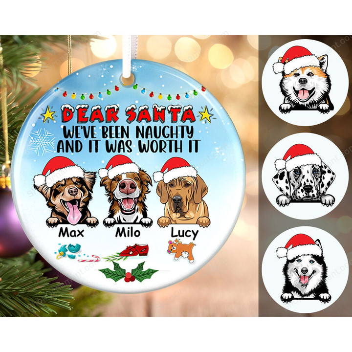 Dog Lover Christmas Ornament, Naughty Dogs, Dog Mom Gift, Pet Ornament, 2021 Christmas Tree Ornament, Christmas Gift, Custom Dog Ornament