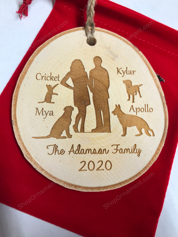 Silhouette Couple Dog and Cat Personalized Pet Rustic Wood Slice Family Petswe Christmas Ornament