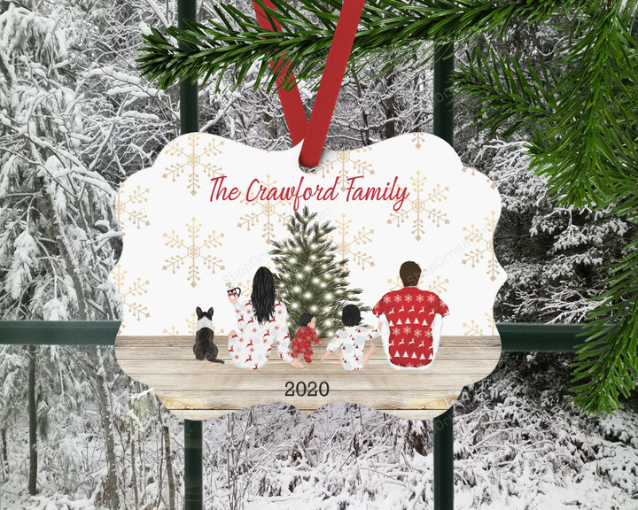 Personalized Family Ornament with Pets, Custom Name Gift for Family, Dog Ornament, Cat Ornament, Custom Family Christmas Tree Ornament