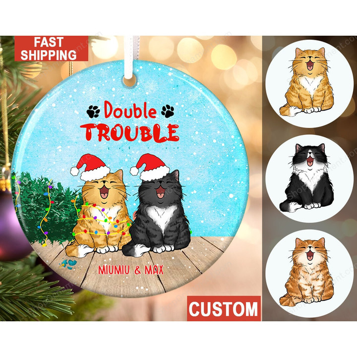 Cat Christmas Ornament, Double Trouble, Naughty Cats Ornament, Cat Lover Gift, Pet Ornament, Custom Cat Ornament, Personalized Ornament
