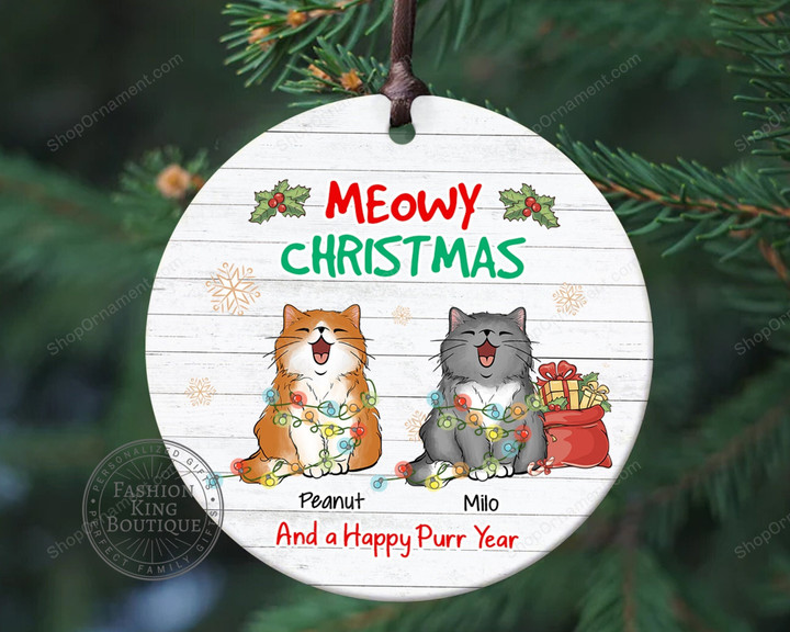 Personalized Meowy Christmas Ornament, Cat Christmas Ornament, Cat Portrait Ornament, Cat Christmas Gift, Xmas 2021 Ornament, Cat Lover Gift