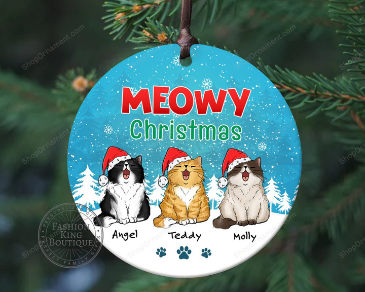 Personalized Cute Cats Ornament, Funny Meowy Christmas Ornament, Cat Portrait Ornament, Holiday Ornament, Xmas 2021 Ornament, Cat Lover Gift