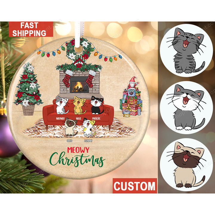 Custom Cat Ornament, Meowy Christmas Ornament, Cat Lover Gift, Pet Ornament, Rustic Home Decor, Cat Mom Gift, 2021 Christmas Tree Ornament