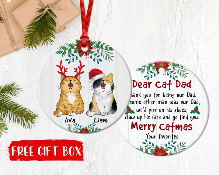 Custom Cat Christmas Ornament, Personalized Pet Ornament, Gift For Cat Mom, Cat Dad Ornament, Christmas Is Better With Cats Ornament