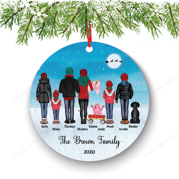 Personalized Winter Family 3 4 5 6 7 8 9 Couple Pet Parents Dog Cat Rabbit Christmas Ornament, Custom Mom Dad Lover Owner Gift Fur